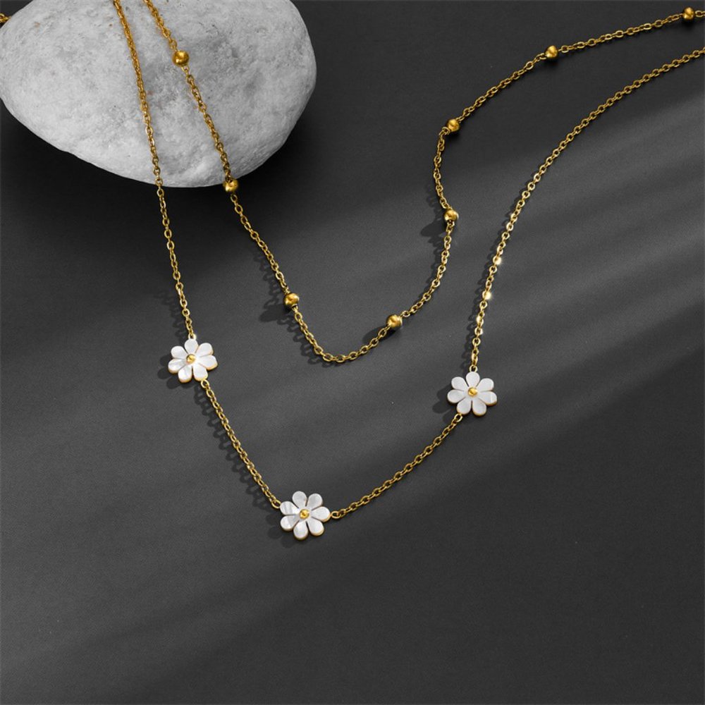 3/$35 18K Gold Plated Flower Pendant Chain Necklace Layered Choker Jewelry - Picture 7 of 8